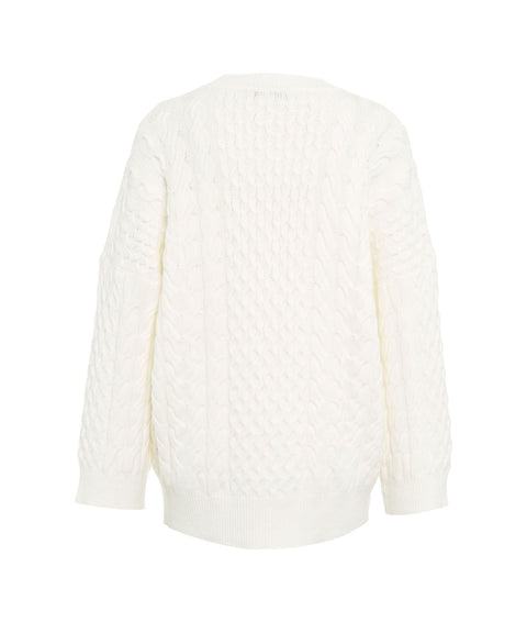 Maglione in maglia intrecciata #bianco