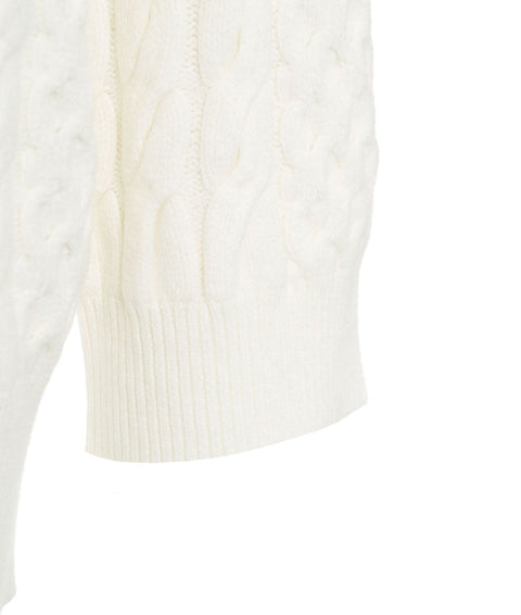 Maglione in maglia intrecciata #bianco