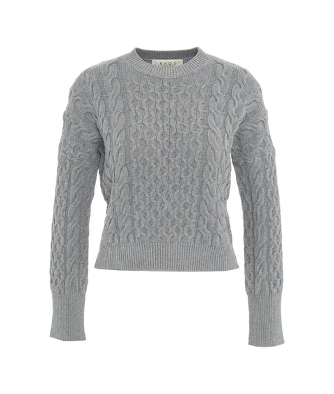 Maglione in maglia intrecciata #grigio