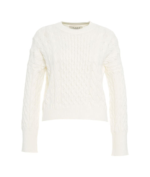 Maglione in maglia intrecciata #bianco