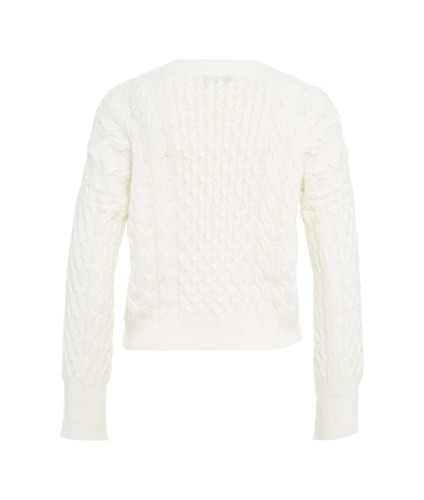 Maglione in maglia intrecciata #bianco