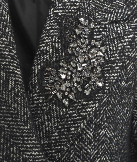 Cappotto midi con strass #nero