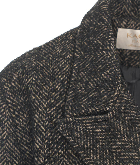 Cappotto boucle a spina di pesce #nero