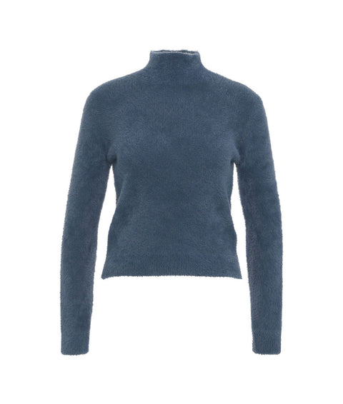 Pullover in maglia pelosa #blu