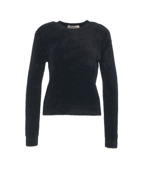 Pullover in maglia pelosa #nero