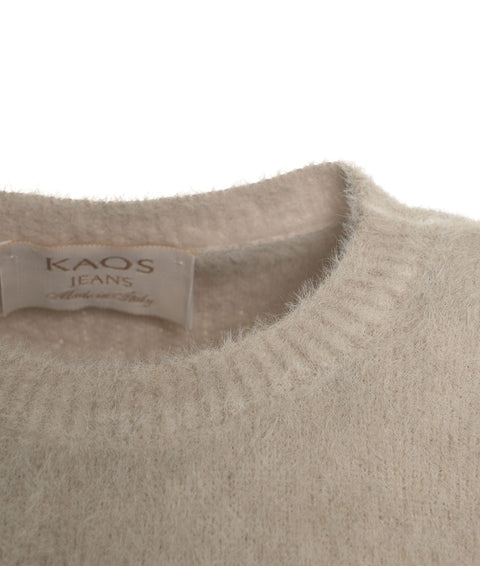 Pullover in maglia pelosa #beige