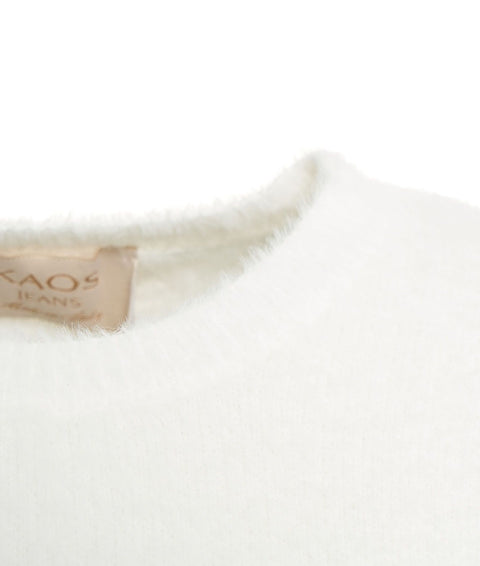 Pullover in maglia pelosa #bianco