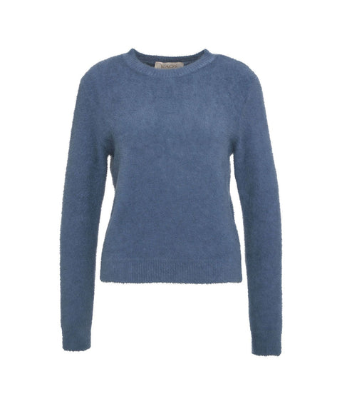 Pullover in maglia pelosa #blu