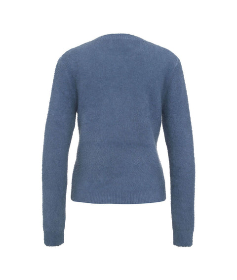 Pullover in maglia pelosa #blu