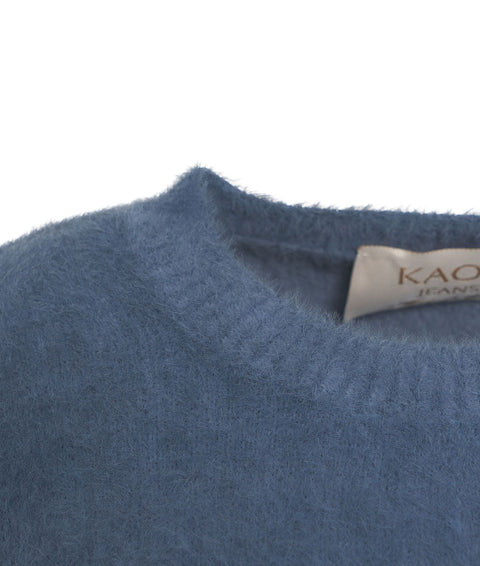 Pullover in maglia pelosa #blu