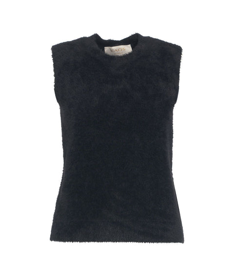 Gilet in maglia pelosa #nero