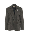 Blazer monopetto con spilla #marrone