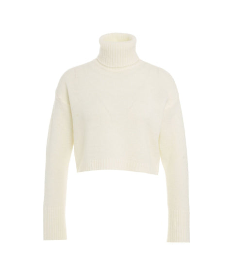 Maglione cropped a collo alto #bianco