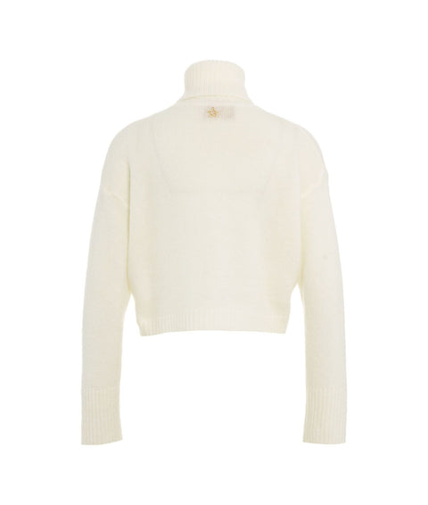 Maglione cropped a collo alto #bianco