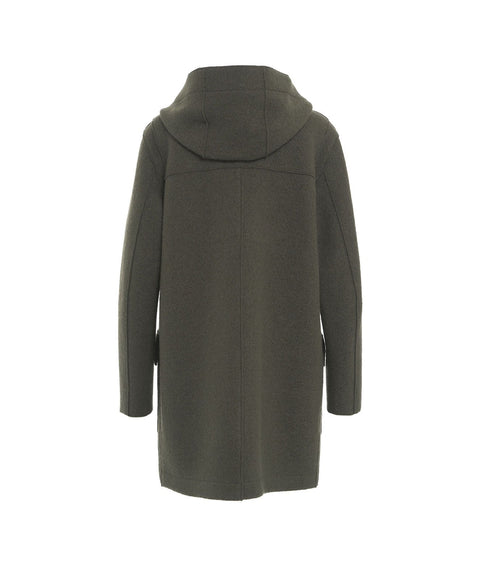 Cappotto in lana con cappuccio #verde