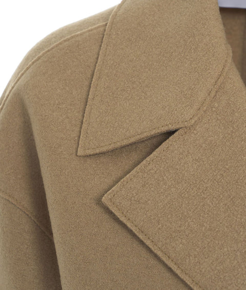 Cappotto con spalle a goccia in lana pressata #beige