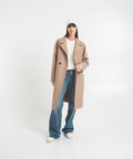 Cappotto con spalle a goccia in lana pressata #beige