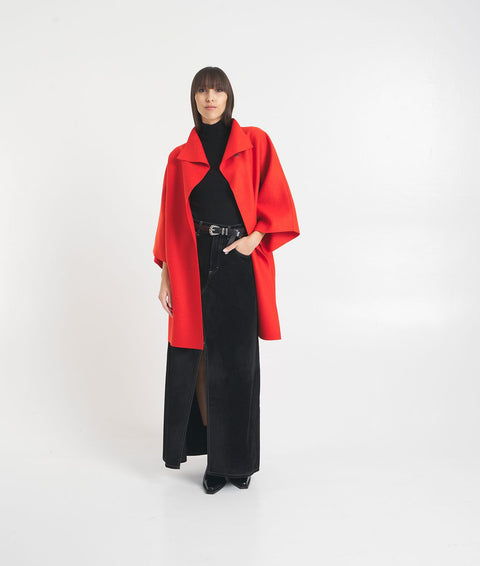 Cappotto kimono in lana pressata #arancione