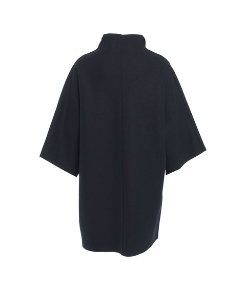 Cappotto kimono in lana pressata #blu
