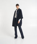 Cappotto kimono in lana pressata #blu