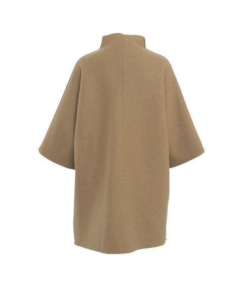 Cappotto kimono in lana pressata #marrone