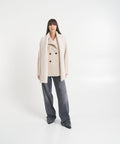 Cappotto doppiopetto in lana pressata #beige