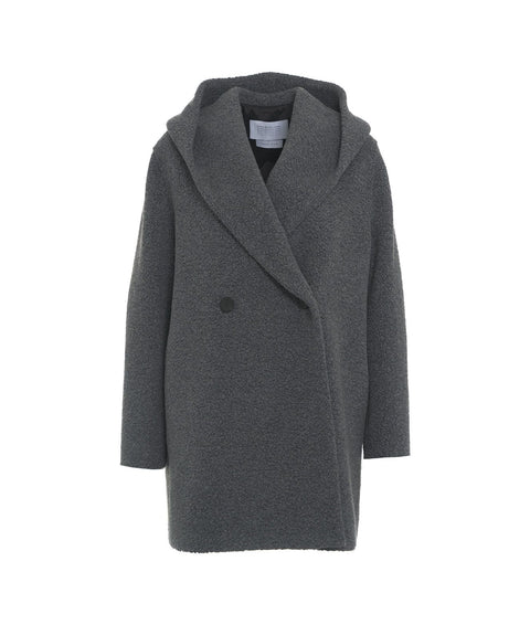 Cappotto in lana ecologica con cappuccio #grigio