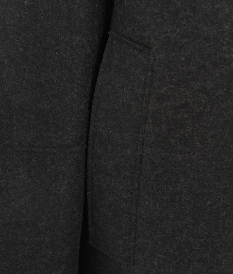 Giacca con maniche a sbuffo in lana pressata #grigio