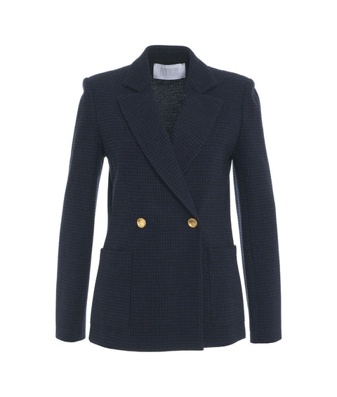 Blazer doppiopetto in misto lana vergine #blu