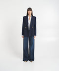 Blazer doppiopetto in misto lana vergine #blu