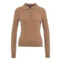 Maglione con collo a polo in cashmere #marrone