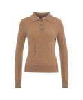 Maglione con collo a polo in cashmere #marrone