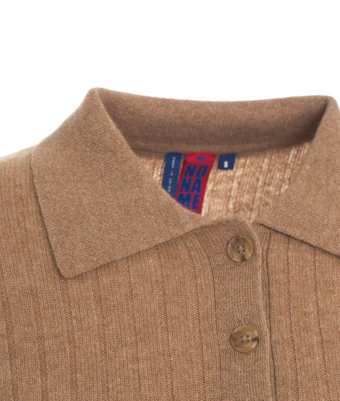 Maglione con collo a polo in cashmere #marrone