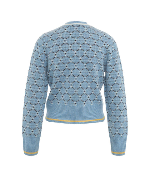 Cardigan in maglia in misto cashmere #blu