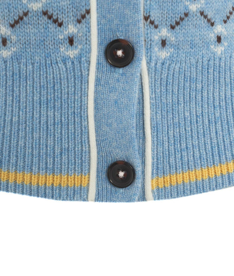 Cardigan in maglia in misto cashmere #blu