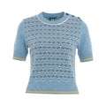 T-shirt a maglia in lana e cashmere #blu