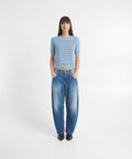 T-shirt a maglia in lana e cashmere #blu