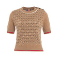 T-shirt a maglia in lana e cashmere #marrone