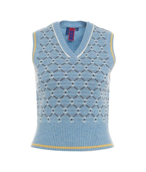 Gilet in maglia in misto cashmere #blu