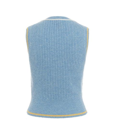 Gilet in maglia in misto cashmere #blu