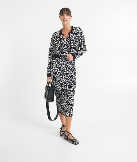 Abito jacquard con motivo animalier #nero