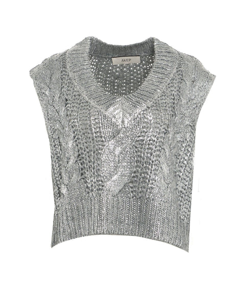 Gilet in maglia grossa con placcatura #argento