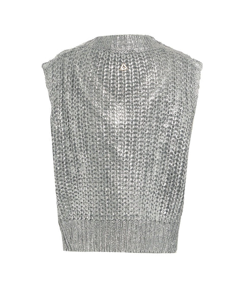 Gilet in maglia grossa con placcatura #argento