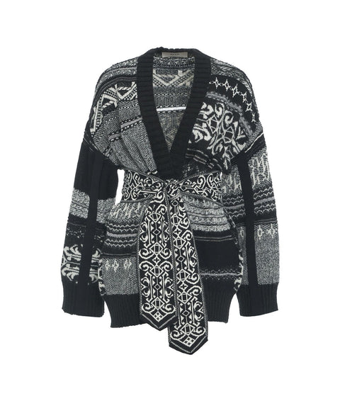 Cardigan a maglia con cintura in vita #nero