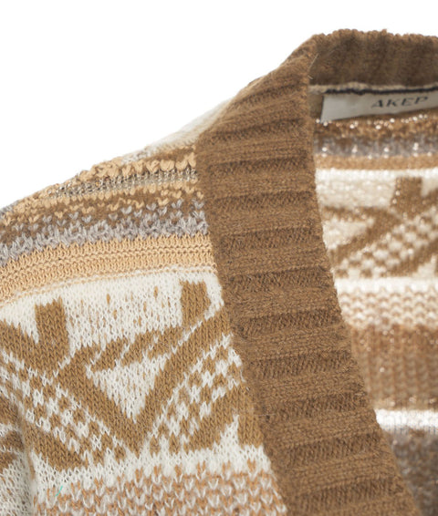 Cardigan a maglia con cintura in vita #marrone