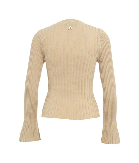 Pullover in maglia lurex a coste #oro