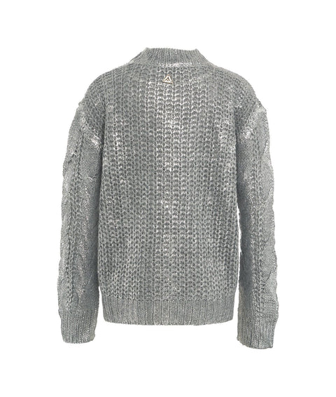 Maglione a maglia effetto metallizzato #argento