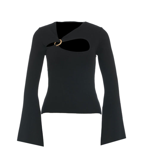 Maglione in maglia con cut outs #nero