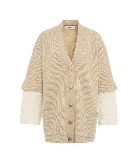 Cardigan a maglia in lana #beige