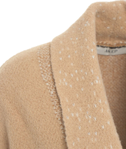 Cardigan lungo in maglia con cintura in vita #marrone